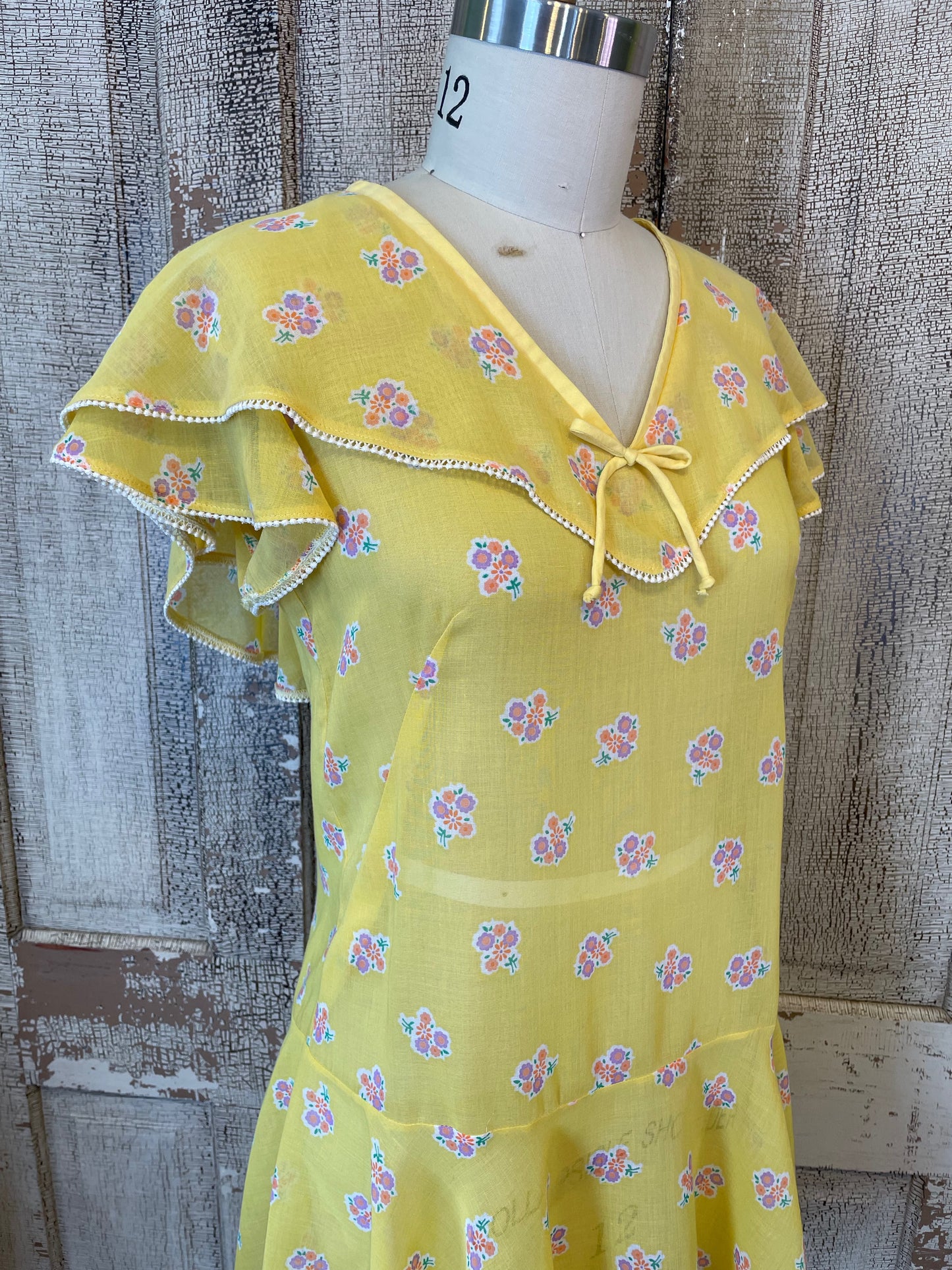 1920's Dress with Circular Skirt and Cape
