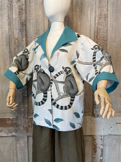 Lemur Print Trapeze Jacket