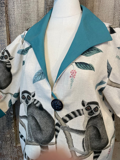 Lemur Print Trapeze Jacket