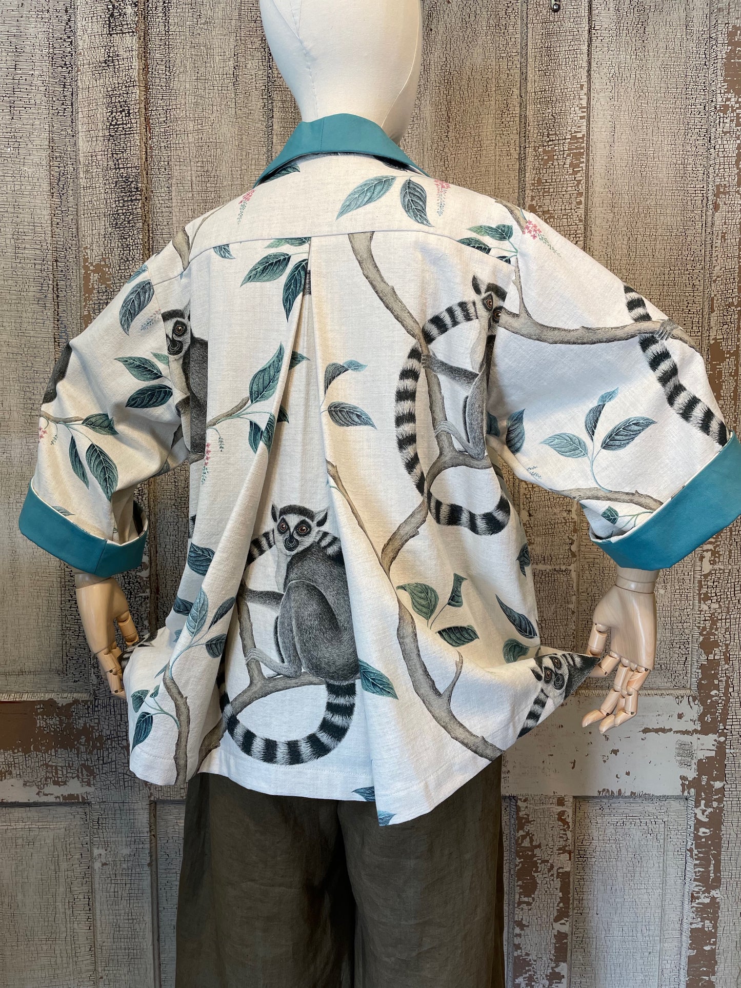 Lemur Print Trapeze Jacket