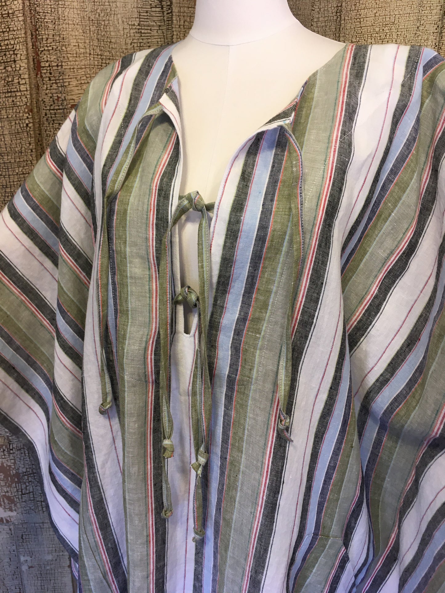 Unisex Caftan- Irish Stripe Linen